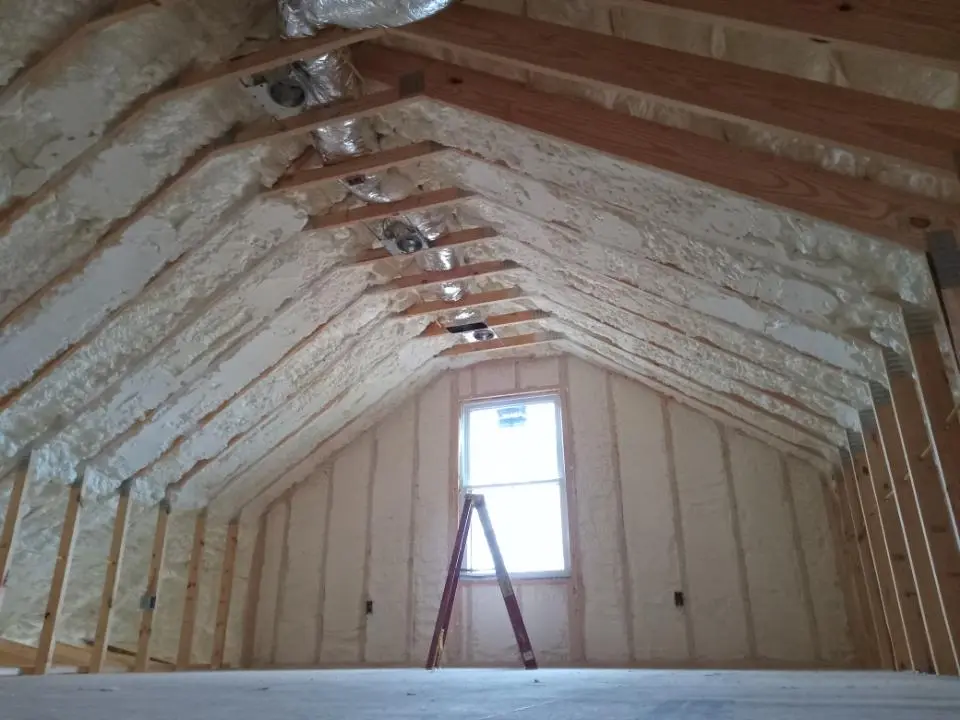 Spray foam roofing application for Crawl Space Insulation project in Elsmere